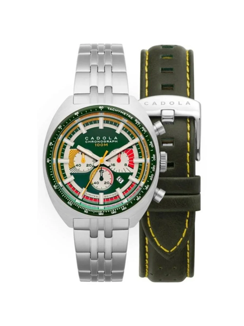 NWT Cadola 1977 Chronograph Quartz Green Dial Men's Watch